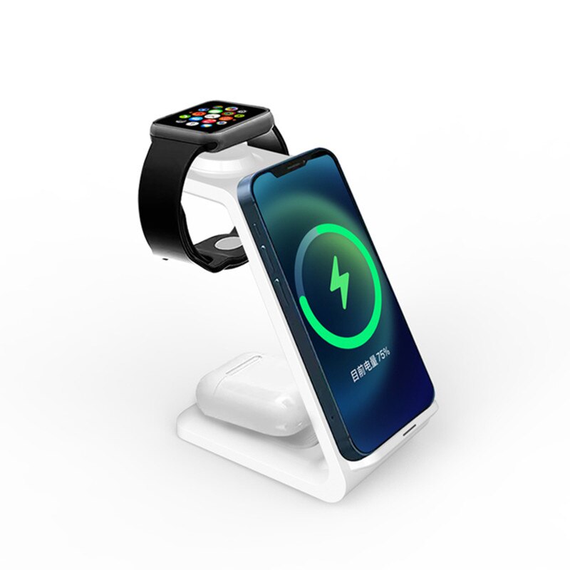 MagicCharge® Estação Carregadora de Mesa Magnética 3 em 1 Para Iphone, Apple Watch e Airpods