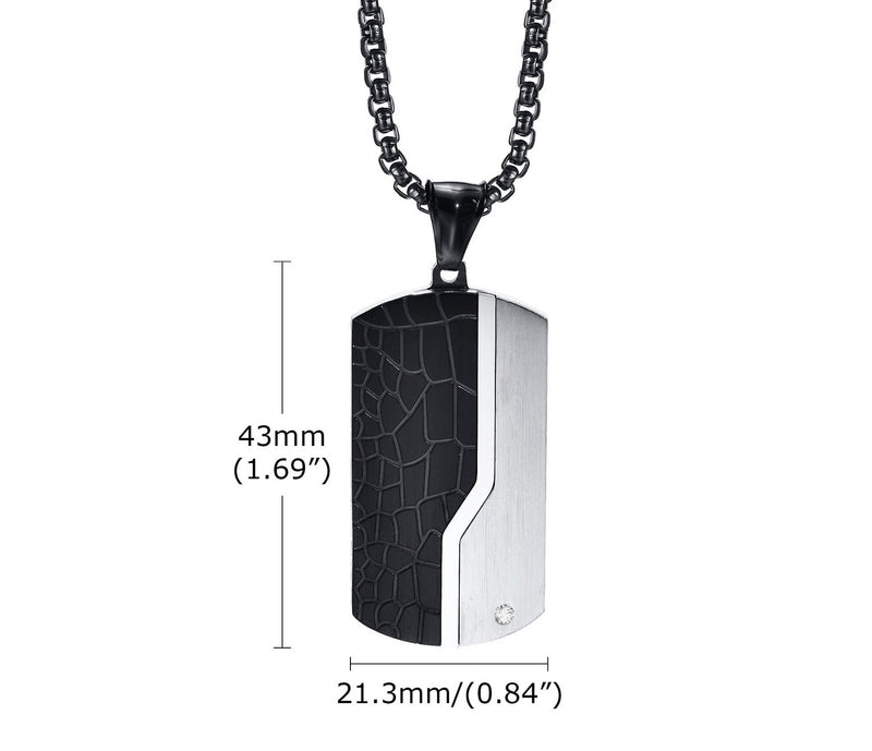 Colar Masculino Estilo Dog Tag com Detalhe em Zircônia feito em Aço Inox