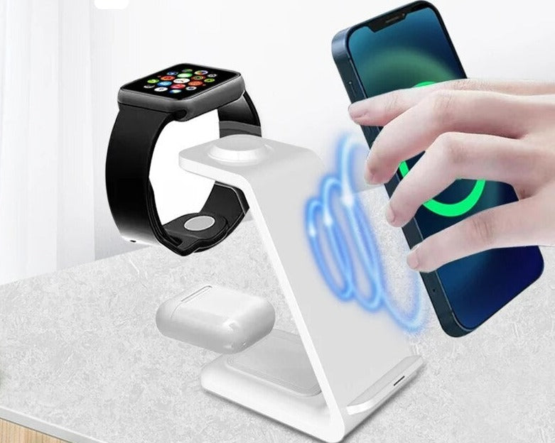 MagicCharge® Estação Carregadora de Mesa Magnética 3 em 1 Para Iphone, Apple Watch e Airpods