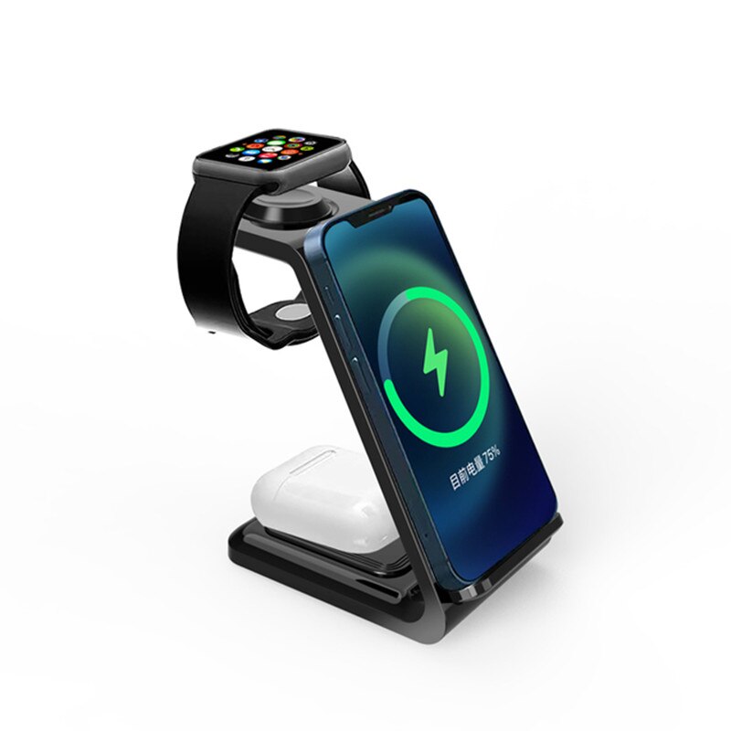 MagicCharge® Estação Carregadora de Mesa Magnética 3 em 1 Para Iphone, Apple Watch e Airpods