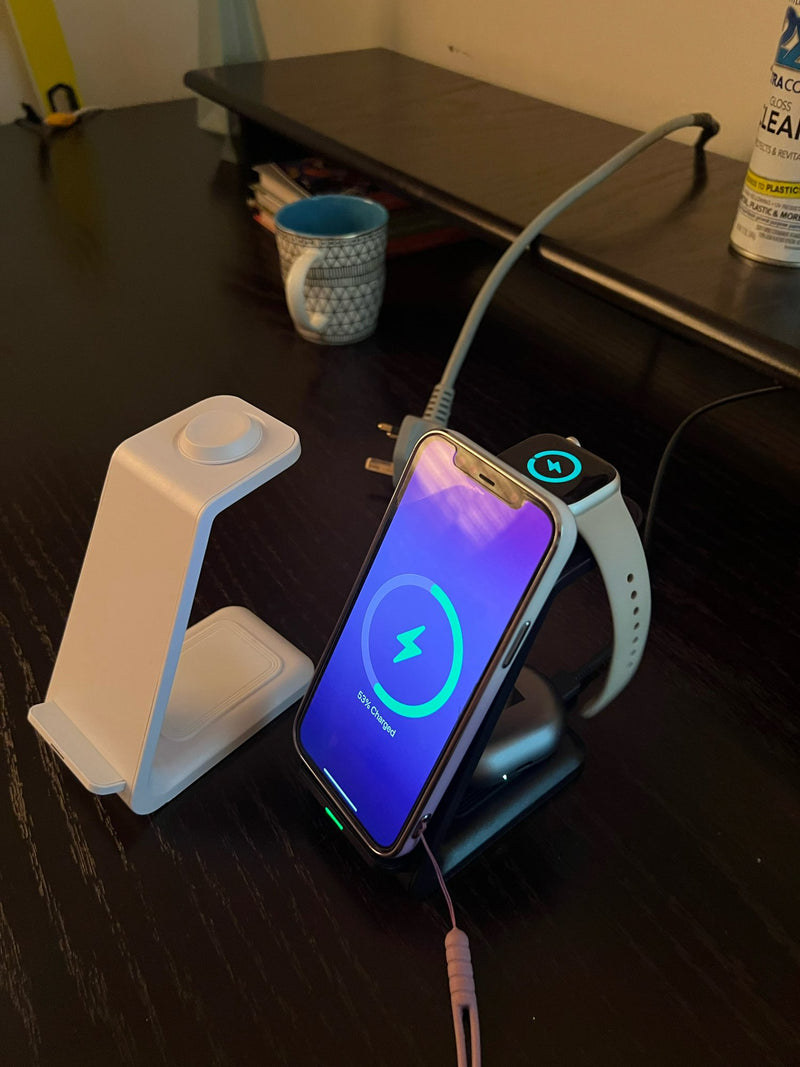 MagicCharge® Estação Carregadora de Mesa Magnética 3 em 1 Para Iphone, Apple Watch e Airpods