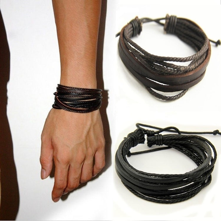 Pulseira de couro masculina feita a mão