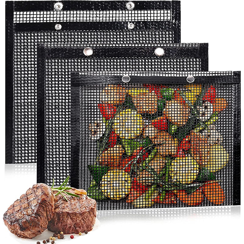 Bolsa Malha Grill para Churrasco - Peixe - Legumes - Camarões em 3 Tamanhos